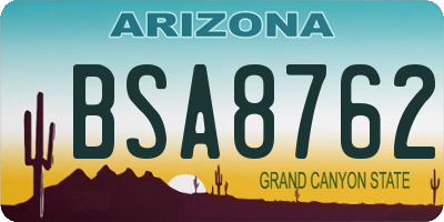 AZ license plate BSA8762