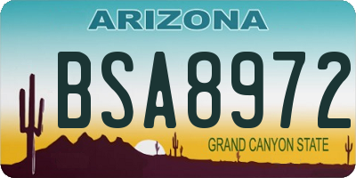 AZ license plate BSA8972