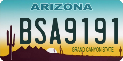 AZ license plate BSA9191