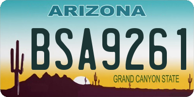 AZ license plate BSA9261