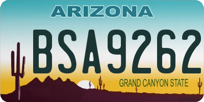 AZ license plate BSA9262