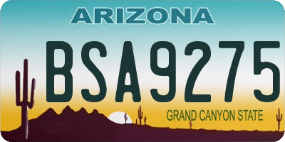 AZ license plate BSA9275