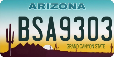 AZ license plate BSA9303