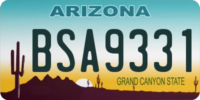 AZ license plate BSA9331