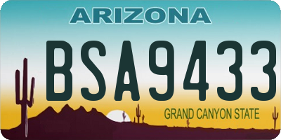 AZ license plate BSA9433
