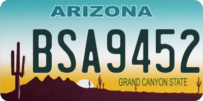 AZ license plate BSA9452