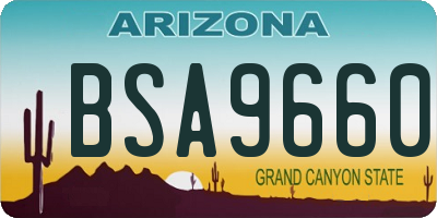 AZ license plate BSA9660