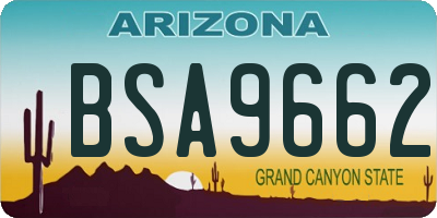 AZ license plate BSA9662