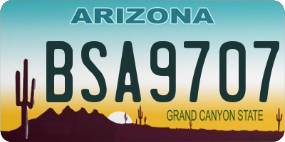AZ license plate BSA9707