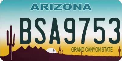AZ license plate BSA9753