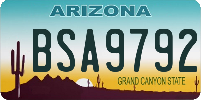 AZ license plate BSA9792