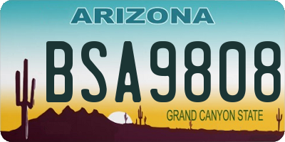 AZ license plate BSA9808