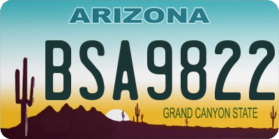 AZ license plate BSA9822
