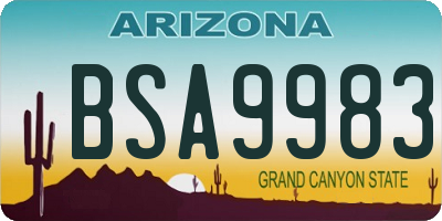 AZ license plate BSA9983