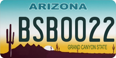 AZ license plate BSB0022