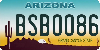 AZ license plate BSB0086