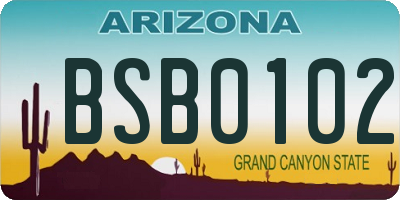 AZ license plate BSB0102