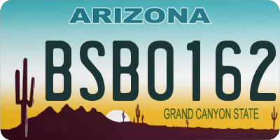 AZ license plate BSB0162