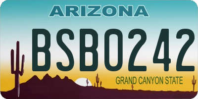 AZ license plate BSB0242