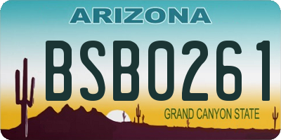 AZ license plate BSB0261