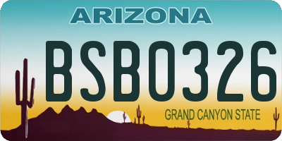 AZ license plate BSB0326