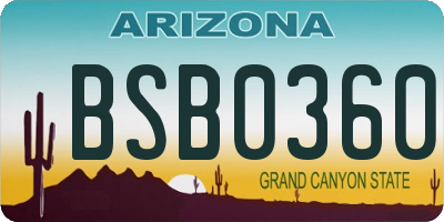 AZ license plate BSB0360