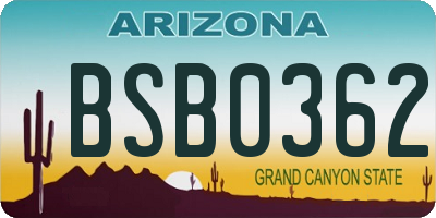 AZ license plate BSB0362