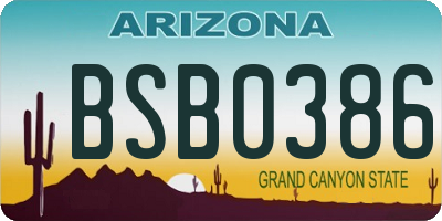 AZ license plate BSB0386