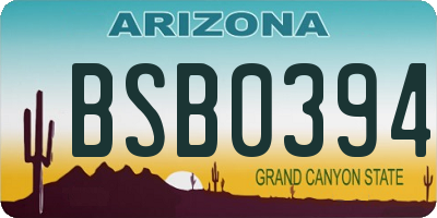 AZ license plate BSB0394