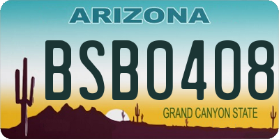 AZ license plate BSB0408