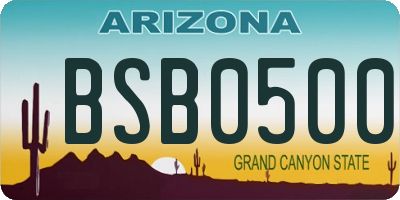 AZ license plate BSB0500