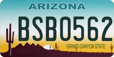AZ license plate BSB0562