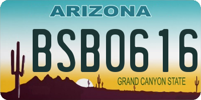 AZ license plate BSB0616