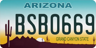 AZ license plate BSB0669