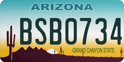 AZ license plate BSB0734