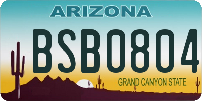 AZ license plate BSB0804