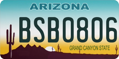 AZ license plate BSB0806