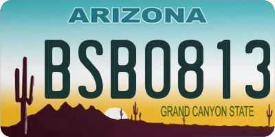 AZ license plate BSB0813