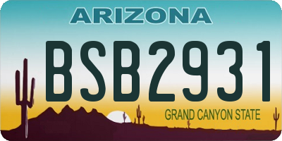 AZ license plate BSB2931