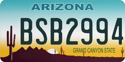 AZ license plate BSB2994