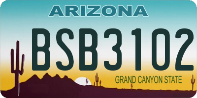 AZ license plate BSB3102