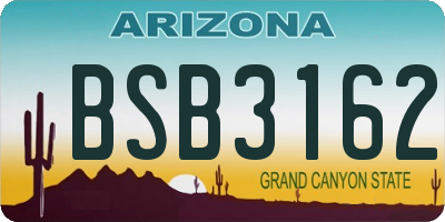 AZ license plate BSB3162
