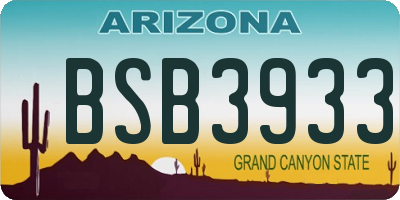 AZ license plate BSB3933