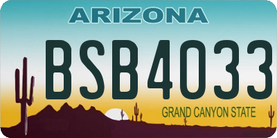 AZ license plate BSB4033