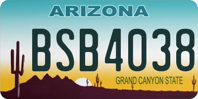 AZ license plate BSB4038
