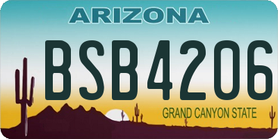 AZ license plate BSB4206