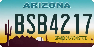 AZ license plate BSB4217