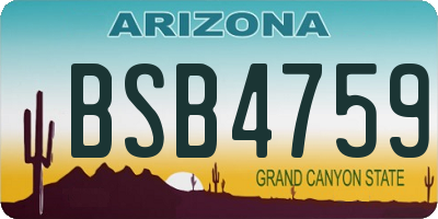 AZ license plate BSB4759