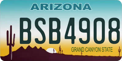 AZ license plate BSB4908
