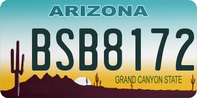 AZ license plate BSB8172
